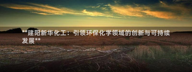 亿万问答：**建阳新华化工：引领环保化学领域的创新与可持续
发展**